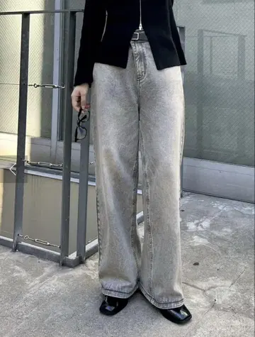 mystic 오버 다이 와이드 데님 베이지