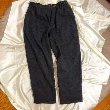 코튼하우스아야 체크 무늬 울 혼방 와이드 팬츠