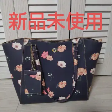 네이비 플라워 프린트 토트백