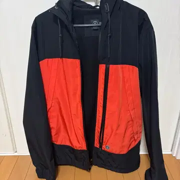 VOLCOM 후드 부착 나일론 자켓 M 블랙/오렌지