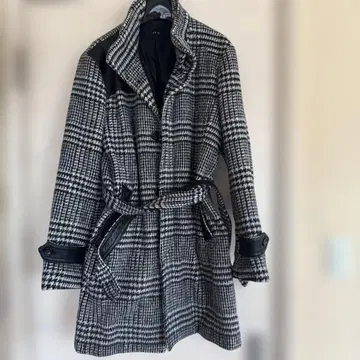 AKM 체크 무늬 롱 코트 size M