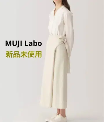 미사용 새상품 MUJI Labo 여성 와시콘 랩스커트 여성 M~L 시로