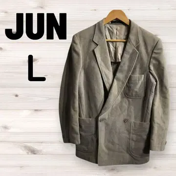 레트로 구제 의류 JUN 더블 브레스트 테일러드 자켓 블레이저 베이지