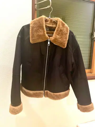 ZARA 인조 모피 가죽 자켓 L 사이즈