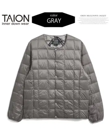 TAION 크루넥 다운 자켓 그레이