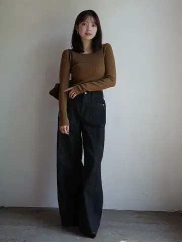 anuans 사이드턱 캐주얼 와이드 데님