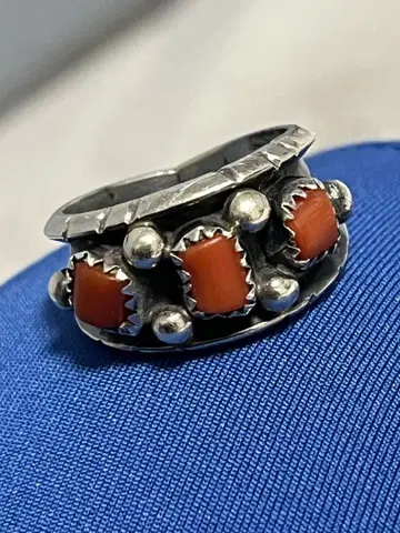 실버 925 코랄 스터드 반지
