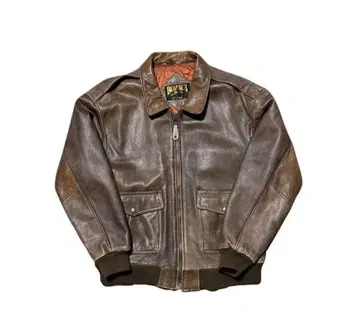 BOMBER 브라운 가죽 싱글 라이더 자켓 L 사이즈
