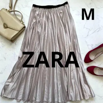 a3549 [ ZARA ] 패널 스커트 플리츠 새틴 롱 스커트 M