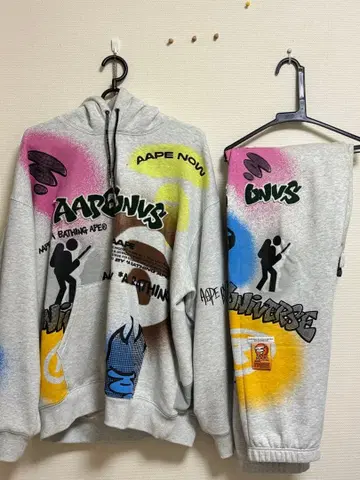 AAPE 그래피티 프린트 후드티 세트