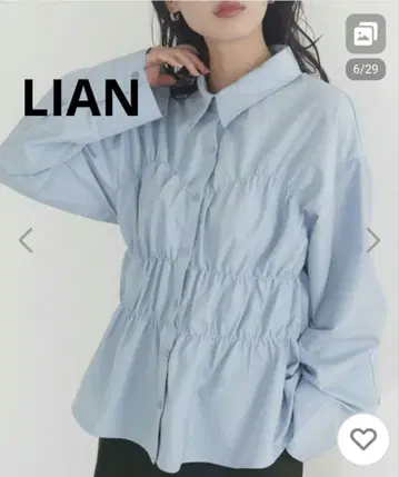 LIAN 셔링 뷔스티에 디자인 셔츠 블라우스 라이트 블루