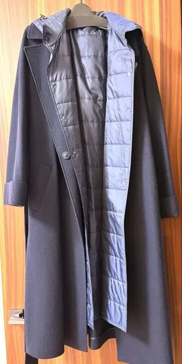 Firosa 피로자 라이너 포함 네이비 롱 코트