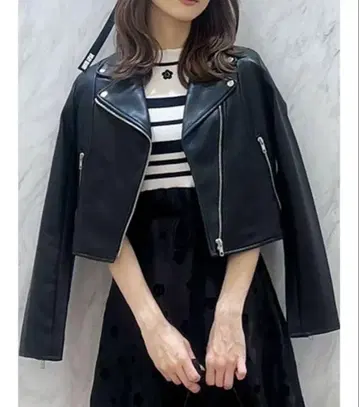 MERCURYDUO 인조 가죽 라이더 자켓 블랙 F