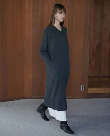 CLANE V NECK LOOSE KNIT ONEPIECE