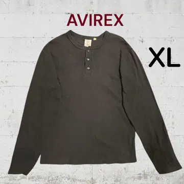AVIREX 헨리넥 긴팔 티셔츠 XL 블랙
