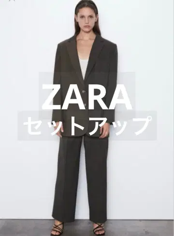 ZARA 다크 그레이 바이컬러 체크 무늬 자켓 셋업