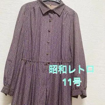 쇼와 레트로 기하학 패턴 원피스 70s 80s