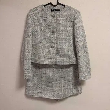 ZARA 택 포함 트위드 셋업 스카이블루