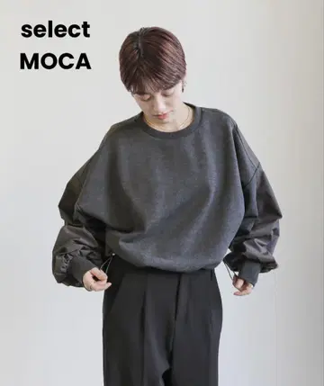 [ 미사용/택 포함 ] select MOCA 샴브레이 절개 숏 맨투맨