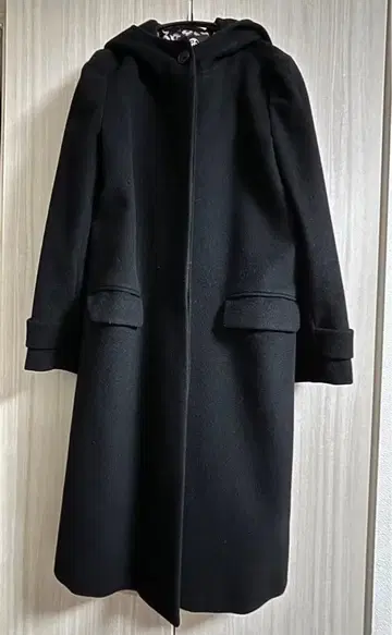 PAUL SMITH 후드 부착 블랙 롱 코트