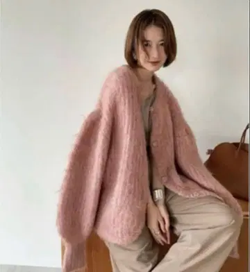 택 포함 새상품 CLANE 클라네 컬러 모헤어 샤기 가디건