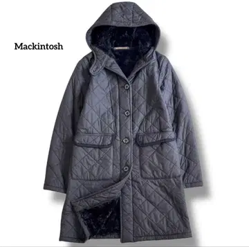 매킨토시 퀼팅 롱 코트 후드 블랙 사이즈 se4