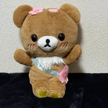 제일복권 리락쿠마 사쿠라 카페 C상 차이로이코구마 사쿠라 봉제 인형