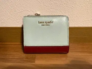 kate spade 이단 접이식 지갑 스카이블루/빨간색