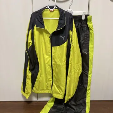 PUMA 저지, 윈드브레이커 세트 블랙/옐로우 그린