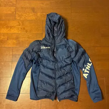 새상품급 ATHLETA 후드 부착 다운풍 자켓 M 네이비