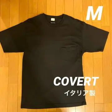 COVERT 블랙 T셔츠 포켓 부착 M 이탈리아제