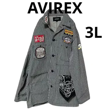 새상품급 AVIREX 스트라이프 워크 자켓 2XL 빅 사이즈 3L