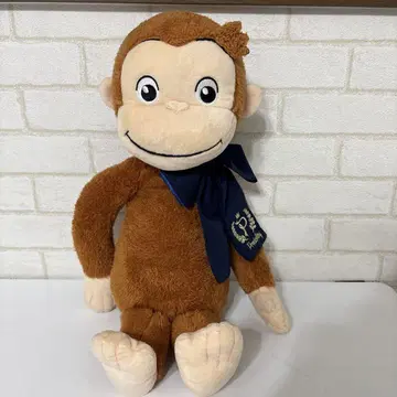 몽키 봉제 인형 브라운 파란 리본