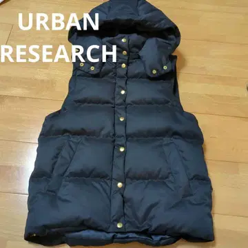 [ 새상품급 ] URBAN RESEARCH 후드 부착 다운 베스트 네이비
