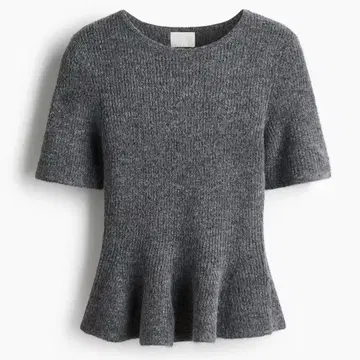 H&M 리브 니트 페플럼 상의 다크 그레이 M