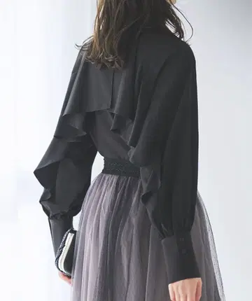백 케이프 밴드 카라 셔츠 블라우스 S