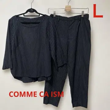 COMME CA ISM 컴시즘 팬츠 셋업 스트라이프 블랙