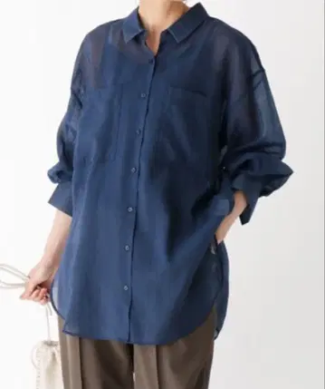 네이비 시스루 셔츠 긴팔
