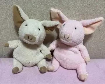 몬슈유 봉제 인형 2체 돼지 피그 핑크 아이보리