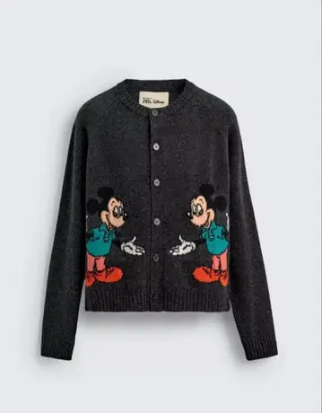 미사용 새상품 ZARA Disney 미키마우스 울 가디건 L 사이즈