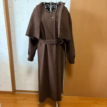GRL 브라운 벨트 롱 코트