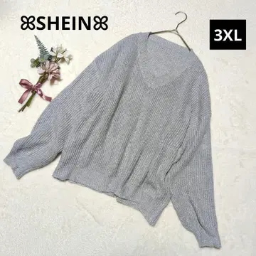 1633 쉬인 V넥 니트 [ 3XL ] 라이트 그레이 빅 사이즈