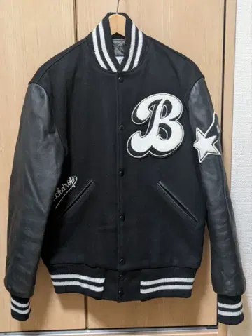 시부야 Backdrop 백드롭 바시티 자켓 블랙 캐치볼제