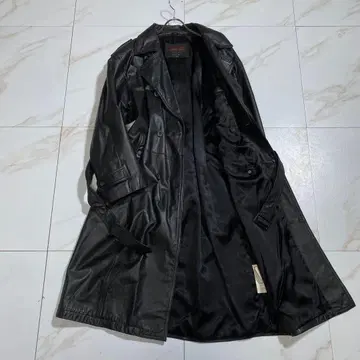 레어 빈티지 카우 가죽 초롱 더블 트렌치코트 빅 사이즈