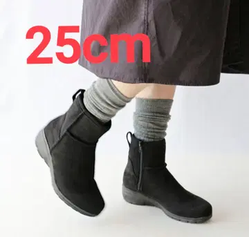 [핀] 인조 모피 통굽 스니커즈 부츠 25cm 블랙