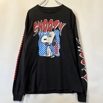스누피 프린트 롱 티셔츠 빈티지 구제 의류 캐릭터 snoopy