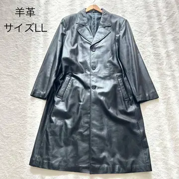 [ 새상품급 ] 빈티지 양가죽 롱 코트 카 코트 빅 사이즈 블랙 LL
