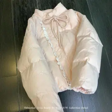 핑크 리본 자수 다운 자켓 M 사이즈