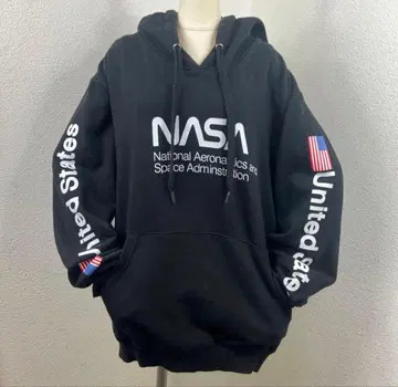 레어 NASA 블랙 후드 부착 후드티