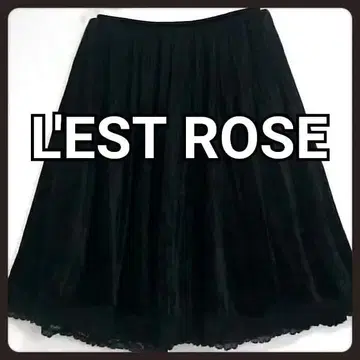 L'EST ROSE 플리츠 플레어 스커트 블랙